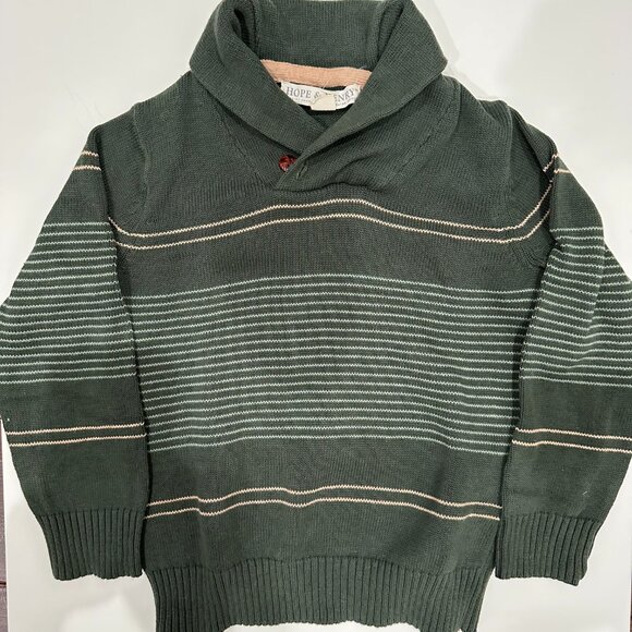 Hope & Henry Kids's Organic Long Sleeve Striped Shawl Collar Sweater - Picture 3 of 5